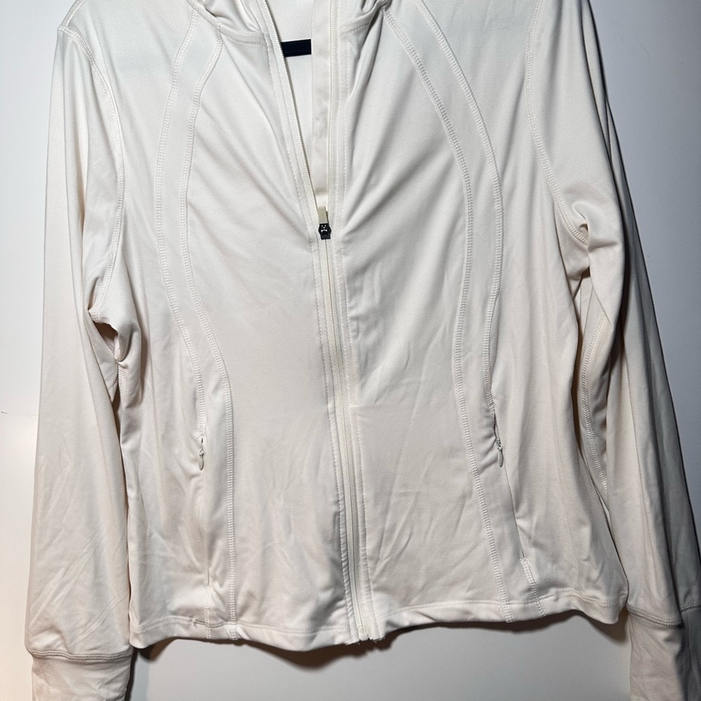 Danskin Women’s Full Zip Lightweight Athletic Jacket Hoodie - White - Size L